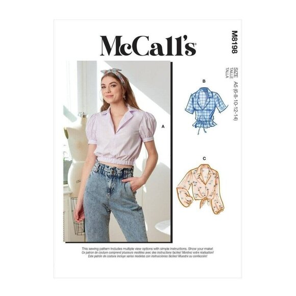 McCall's M8198 Misses 16 to 24 Crop Tops Uncut Sewing Pattern New - Picture 5 of 5